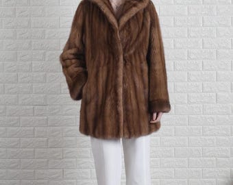 Brown Mink | Fur Coat | Hooded | Mid Length