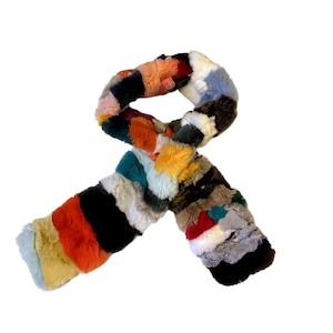 Multicolor rex rabbit Fur Scarf damebl