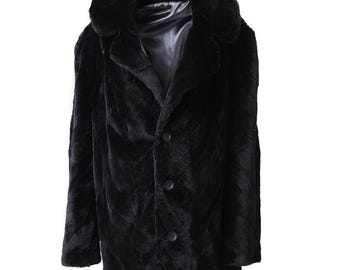 Herren Schwarz | Biber | Pelzmantel