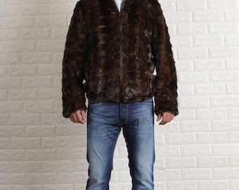 Mens Brown Mink | Fur Bomber | jacket