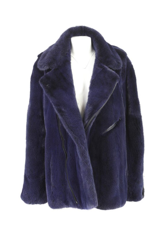 Pelz Herren Blauer Mantel Mit Fell Winterjacke Herren Parka Mit