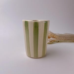 Striped Travel Tumbler, To Go Ceramic Tumbler, Handmade Pottery Mug, Hand-painted Sip Mug, Travel Mug Coffee Cup Unique Gift for Her