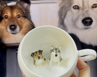 Custom Pet Mug with 3D Dog/Cat Figure Handmade Ceramic Mug Peekaboo Pet Mug Memorial Gift for Pet Lovers Personalized Pet Mug Coffee Cup