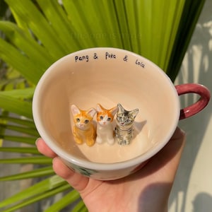 Custom Pet Mug with 3D Dog/Cat Figure Handmade Ceramic Mug Peekaboo Pet Mug Memorial Gift for Pet Lovers Personalized Pet Mug Coffee Cup