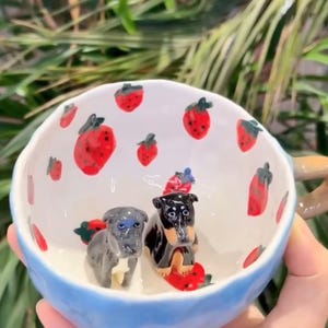 Custom Pet Mug with 3D Dog/Cat Figure Handmade Ceramic Mug Peekaboo Pet Mug Memorial Gift for Pet Lovers Personalized Pet Mug Coffee Cup