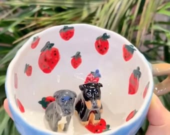 Custom Pet Mug with 3D Dog/Cat Figure Handmade Ceramic Mug Peekaboo Pet Mug Memorial Gift for Pet Lovers Personalized Pet Mug Coffee Cup