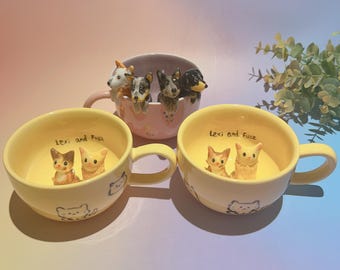 Personalized pet mug custom pet mug ceramic peekaboo mug/hidden animal coffee mug/Custom Cat and Dog Ceramic Mug/Gift For Dog Owner/dog mug