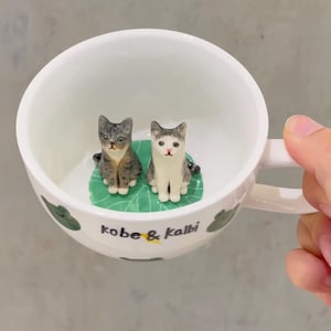 Caneca personalizada para animais de estimação com figura 3D de cachorro/gato, caneca de cerâmica feita à mão, caneca para animais de estimação Peekaboo, presente memorial para amantes de animais de estimação, caneca personalizada para animais de estimação, xícara de café