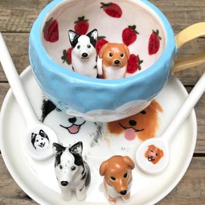 Custom Pet Mug with 3D Dog/Cat Figure Handmade Ceramic Mug Peekaboo Pet Mug Memorial Gift for Pet Lovers Personalized Pet Mug Coffee Cup