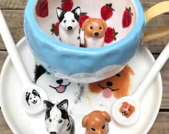 Custom Pet Mug with 3D Dog/Cat Figure Handmade Ceramic Mug Peekaboo Pet Mug Memorial Gift for Pet Lovers Personalized Pet Mug Coffee Cup