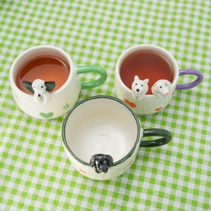 Caneca personalizada para animais de estimação com figura 3D de cachorro/gato, caneca de cerâmica feita à mão, caneca para animais de estimação Peekaboo, presente memorial para amantes de animais de estimação, caneca personalizada para animais de estimação, xícara de café