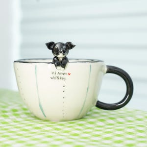 Caneca personalizada para animais de estimação com figura 3D de cachorro/gato, caneca de cerâmica feita à mão, caneca para animais de estimação Peekaboo, presente memorial para amantes de animais de estimação, caneca personalizada para animais de estimação, xícara de café