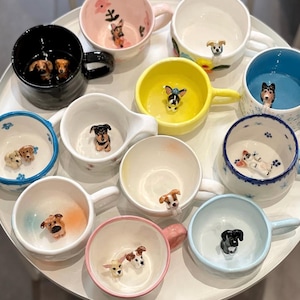 Custom Pet Mug with 3D Dog/Cat Figure Handmade Ceramic Mug Peekaboo Pet Mug Memorial Gift for Pet Lovers Personalized Pet Mug Coffee Cup