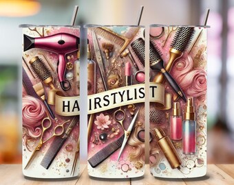 Hairstylist 20oz Tumbler Png Hair Boss Skinny Tumbler Wrap, Hairdresser Tumbler Design, Hair Hustler 20oz Png Digital Download