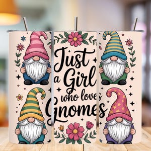 Gnome Tumbler Wrap, Pastel Cute PNG, 20oz Skinny Straight Wrap, Sublimation Gift Design, Digital Gnome Tumbler PNG Download
