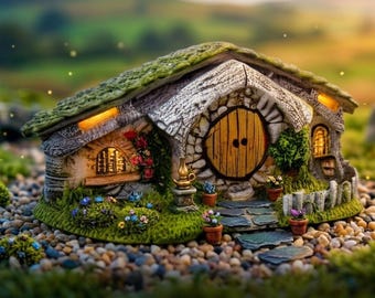 Miniature Fairy Garden House, Oak Alley Hidden Home, Resin Fairy Cottage, Terrarium Decor, Enchanted Garden Accessory Gift