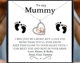 Mummy Feet Heart Necklace, Pregnancy Gift for Mum to Be, Baby Shower Gift, Expecting Mother Keepsake Jewellery
