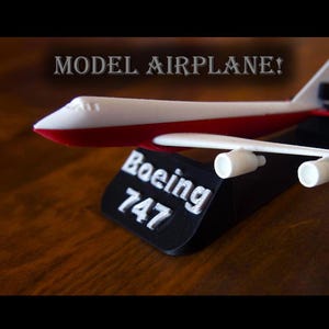 Boeing 747 Commercial Airplane Model - Simple Airplane - 3D Printed - Optional Stand