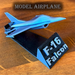 F-16 Fighting Falcon Simple Model Airplane - Fighter Jet - 3D Printed - Optional Stand
