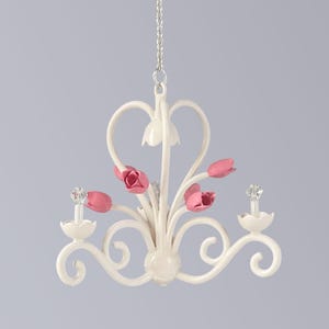 Miniature 12th Scale Chandelier - Valentina - dusty rose flowers
