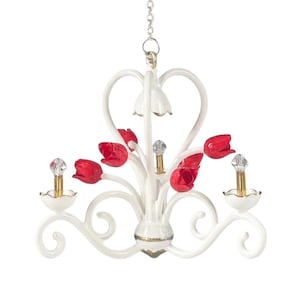 Miniature 12th Scale Chandelier - Valentina - Red flowers