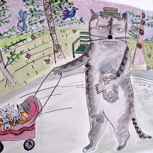 Cat Daddy original watercolor image 3