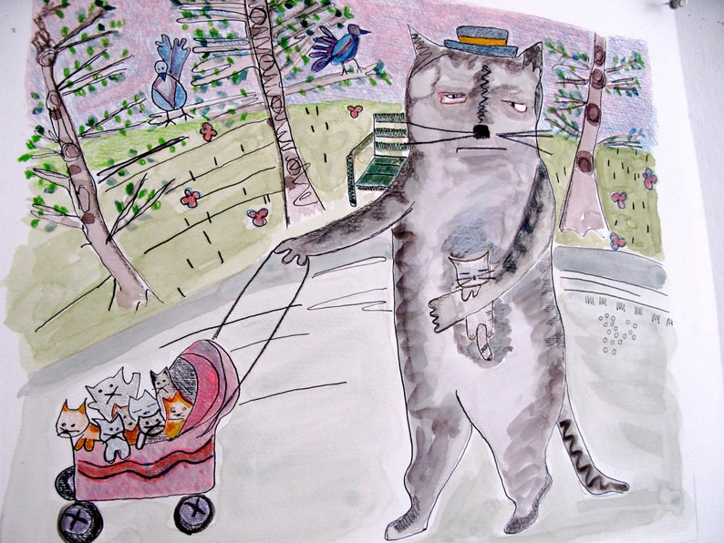 Cat Daddy original watercolor image 3