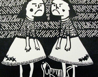 Linocut Print "Sisters"