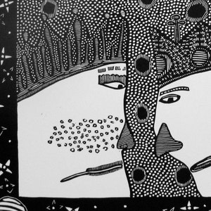 Linocut Print The Kings Contemplate the Cosmos image 2