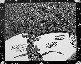 Linocut Print The Kings Contemplate the Cosmos