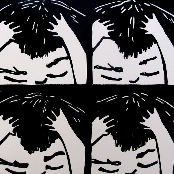 Printmaking Linocut Childhood Angst and Frustration