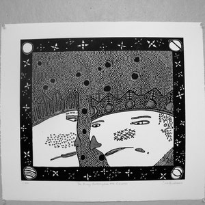 Linocut Print The Kings Contemplate the Cosmos image 3