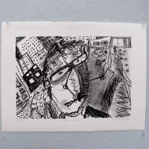 Printmaking lithograph Rush Hour image 2