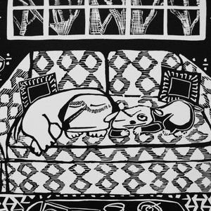 Martinis linoleum print by Coco Berkman Dogs on Sofas series image 2