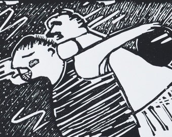 Bowling Buddies Linocut