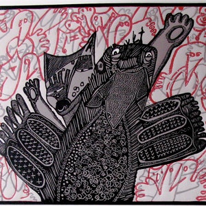 Linocut Relief Printmaking Predator/Prey image 2