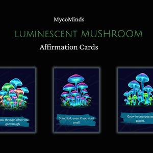 Bevestigingskaarten voor paddestoelen van Lumo | Bioluminescent, op de natuur geïnspireerd deck voor mindfulness en positieve energie
