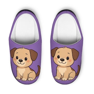 Women&#39;s Slippers, Dog Lover Gift, Cute Indoor House Shoes, Funny Gift for Her, Winter Slippers