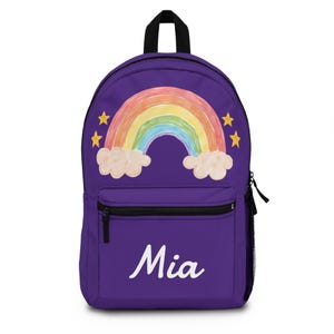 Adorable Rainbow & Star Personalized Kids Backpack - Custom Design with Mia or Any Name