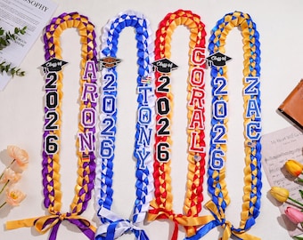 Collar de graduación personalizado con nombre, collar de cinta trenzada a medida, regalos de graduación de la promoción de 2026
