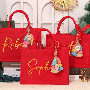 Custom Christmas Gift Bag,2025 Holiday Gift Bags,Red Tote Gift Bags,Christmas Party Bag,Personalized Xmas Gift Bags,Custom Xmas Eve Gift Bag
