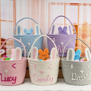Personalisierter Ostern Korb für Kinder, Baby-Dusche-Geschenk-Korb, Seil Baumwolle Baby-Geschenk-Korb, Baby-Geschenkkorb, Ostern Geschenkeimer, Neugeborenen Geschenke