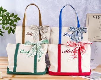 Custom Embroidered Canvas Tote Bag, Bridesmaid Gift