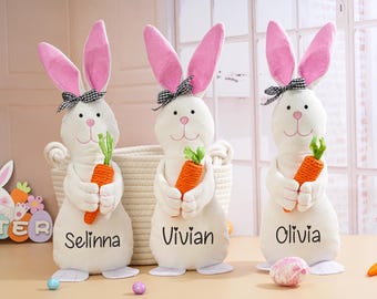 Conejito de Pascua de peluche personalizado, regalo para bebé con monograma