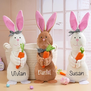 Personalized Plush Bunny Rabbit,Custom Easter Bunny,Monogrammed Bunny with Carrot,Newborn Baby Gift,Baby Shower Gift,Bunny Toy,Gift For Kids