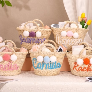 Bridesmaid Gifts Bag,Personalized Straw Beach Bag,Custom Straw HandBag,Wedding Party Gifts,Summer Bag,Bachelorette Party Basket,Gift for Her