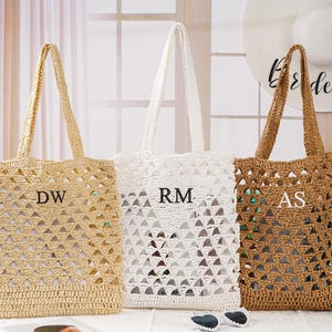 Personalized Beach Tote Bag,Bridesmaid Gift,Embroidery Straw Bag,Bridal Shower Bag,Girls Trip Party Favor Bag,Gift for Her,Personalized Gift