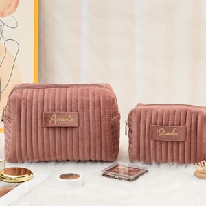 Personalisierte Samt Kosmetiktasche,Benutzerdefinierte Make-up Tasche,Braut Kulturtasche,Reise-Kulturtasche,Brautjungfer Geschenkideen,Geburtstagsgeschenk,Weihnachtsgeschenk