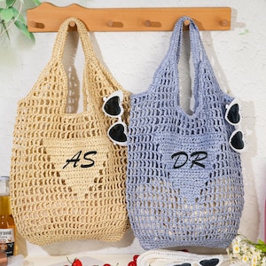 Personalisierte Raffia Strand Einkaufstasche, kundenspezifische Strand Strohtasche, Mädchen Reise Einkaufstasche, Monogramm Einkaufstasche, Geschenk für sie, Party Favor Bag, Geschenke für sie
