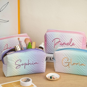 Personalized Travel Cosmetic Bag,Bridesmaid Gifts,Custom Waterproof Cosmetic Bag,Makeup Organizer,Toiletry Bag for Her,Bridal Shower Gifts